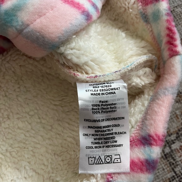 Eddie Bauer plaid print button down fleece jacket - Picture 4 of 5